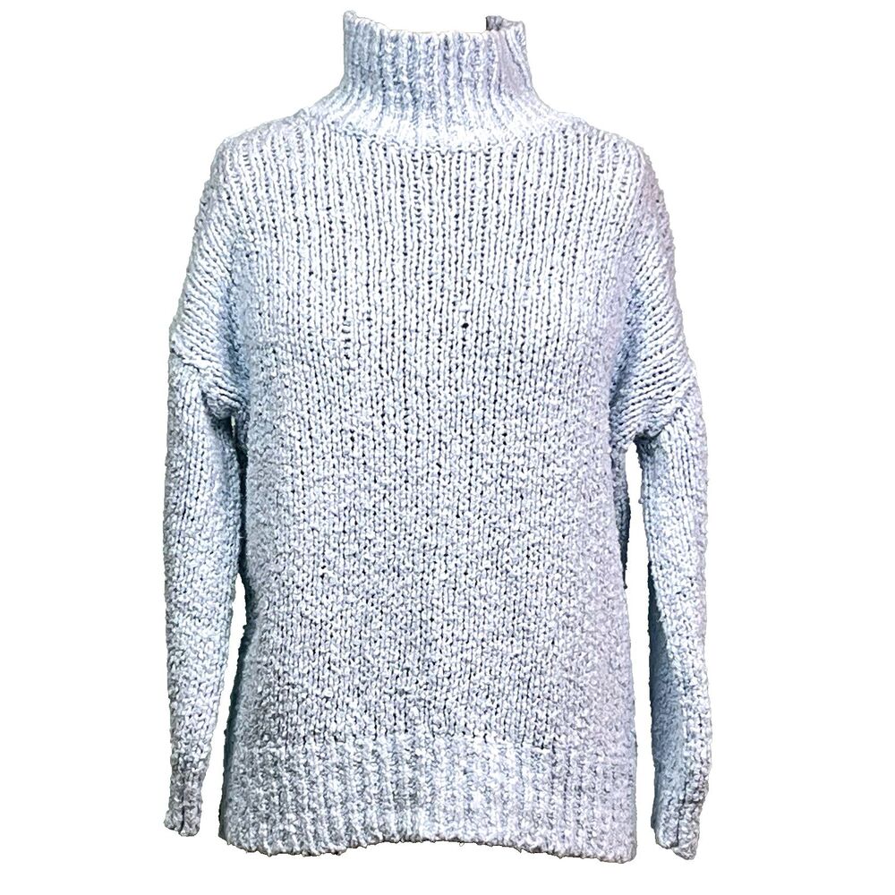 Slouchy Pullover Sweater Anthropologie The Need-It Mock Neck Ice Blue XSP
